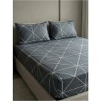 H&F Trendline Battal Boy Siyah Çizgili Çift Kişilik Lastikli Çarşaf Talımı Seti - 180X200
