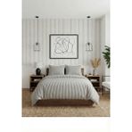 H&F Trendline Pamuklu Çiftt Kişilik Çizgili Nevresim Takımı - Beyaz - Gri - 200 x 220 cm