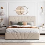 HFT Home Çınar Çift Kişilik Sandıklı Baza Başlık Seti Renk Seçenekli (Yatak Dahil Değildir) - Bej - 160 x 200 cm
