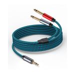 Hftywy 3,5 mm - 2 x 6,35 mm Kablo 6,8 m, 1/8 inç Erkek Stereo - Çift 1/4 Mono Erkek Ses Kablosu, 3,5 mm TRS - Çift 6,35 mm TS Y Splitter Ara Kablo, Ev Stereo Sistemleri ile Uyumlu Ayırıcı
