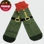 Hg.Aksesuar Noel Baba Kemeri Yılbaşı Penye Çorap - Yeşil - M - L