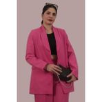 HG Design Store Salash Iç Çizgili Astarlı Ceket - XL - Pembe