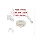 H&G ETİCARET Klima Su Tahliye Hortumu 3 Metre + Ek Parça + 5 Adet Kroşe