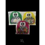 HG Tedarik 250 Adet 10X14 cm Karışık Renk Canavar Figürlü Bantlı Şeffaf Opp Jelatin, Kurabiye Poşeti ( 10X11+3)