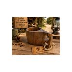 HG WoodArt El Yapımı Ceviz Kuksa Bardak | Doğal Ahşap Kamp Kupası | 12 cm Uzunluk