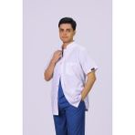 Hgm Collection Erkek Hakim Yaka Kısa Kollu Medikal Önlük Doktor Hemşire Ezcacı Öğretmen Önlüğü Ince Kumaş - XL - Beyaz