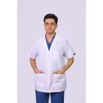 Hgm Collection Erkek Kısa Kol Klasik Yaka Medikal Önlük Doktor Hemşire Ezcacı Öğretmen Önlüğü Ince Kumaş - Beyaz