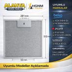 Hgnm E-Trading 330X280 mm Davlumbaz Yağ Filtresi Metal Alüminyum Beko: Ada 91844 Bı, HCI91845BXH Arçelik: P 52 Saeı, P 54 Saes Grıon Leisure: Pdla 90 Es Grundig: Davlumbaz Prototıp Urun