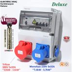 Hgsşarj "Deluxe" 22kW Trifaze 7,4kW Monofaze 5X32A + 3X32A + 1X16A Elektrikli Araç Kombinasyon Kutusu Kaçak Akım Röle Schneider Marka Sigorta Grubu