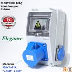 Hgsşarj "Elegance" 7,4kW Monofaze 3X32A + 1X16A Elektrikli Araç Kombinasyon Kutusu Tesla Mavi Adaptöre Uyumlu Schneider Marka Sigorta Grubu