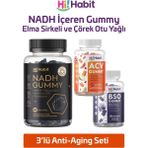Hi Habit Nadh Elma Sirkesi ve Çörek Otu Yağı İçeren Gummy – B12, Q10, D3 Takviyeli Vegan Gummies 3’lü Set (3 x 60 Adet)