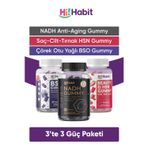Hi Habit NADH Koenzim Q10 - HSN Saç, Cilt ve Tırnak Vitamini - BSO Çörek Otu Yağı Takviye Edici Gıda Seti