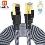 hi-link 5Metre Flat Örgülü Cat8 Ethernet Kablo - Yüksek Hızlı 40Gbps 2000MHZ