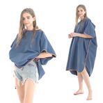 Hi Suyi Hızlı Kuruyan Sörf Panço Değişen Havlu Bornoz Kapüşonlu Yetişkin Erkek Kadın için, Mikrofiber Plaj Dalış Kıyafeti Üstler Sörf Yüzme Yüzme Parkası - Tek Beden Herkese Uyar Koyu Mavi