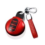 HIBEYO Akıllı Anahtar Kılıfı BMW Mini Koruyucu Kılıf TPU Araba Anahtarı Kılıfı Mini F56 F54 F55 F57 F60 Cooper One Clubman Works Anahtar Gövdesi Anahtarlık Kablosuz Anahtar Aksesuar-Kırmızı
