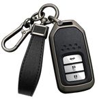 HIBEYO Anahtarsız Araba Anahtarı Kılıfı Honda için Uygun Deri Koruyucu Kılıf Anahtar Kılıfı Honda CR-V Jazz Civic Spirior HR-V Accord Odyssey City Aksesuarları Anahtar Kutusu Anahtarlık-Siyah