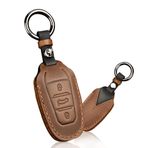 HIBEYO Araba anahtarı kılıfı Peugeot 3008 208 508 için uygun anahtar kılıfı deri koruyucu kılıf Citroen C4L DS5 DS6 Opel Grandland X için anahtar kılıfı uzaktan kumanda anahtarlık kahverengi