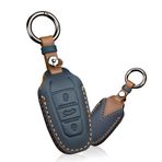 HIBEYO Araba anahtarı kılıfı Peugeot 3008 208 508 için uygun anahtar kılıfı deri koruyucu kılıf Citroen C4L DS5 DS6 Opel Grandland X için anahtar kılıfı uzaktan kumanda anahtarlık mavi