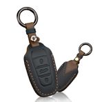 HIBEYO Araba anahtarı kılıfı Peugeot 3008 208 508 için uygun anahtar kılıfı deri koruyucu kılıf Citroen C4L DS5 DS6 Opel Grandland X için anahtar kılıfı uzaktan kumanda anahtarlık siyah