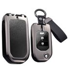 HIBEYO Honda Civic HRV CRV XRV CR-V Crider Odyssey Pilot Fit Accord ile uyumlu araba anahtarı kılıfı koruma aksesuarı korumalı katlanır anahtar koruyucu kılıf anahtar düzenleyici anahtar kılıfı siyah