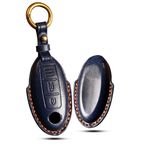 HIBEYO Nissan Sığır Derisi için Akıllı Araba Anahtarı Kılıfı Kılıf Koruyucu Kılıf Nissan Qashqai X-Trail Juke Micra Murano Keyless Aksesuar Anahtar Gövdesi Anahtarlık Mavi