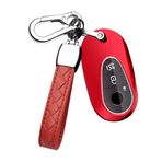 HIBEYO Smartkey araba anahtar kılıfı Benz anahtar kılıfı silikon koruma Mercedes C sınıfı S-Sınıfı W223 S350 S400 S500L C200 C260 anahtar muhafazası anahtarlık 3 tuşlu kırmızı