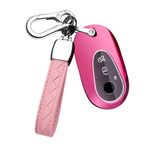 HIBEYO Smartkey araba anahtar kılıfı, Benz anahtar kılıfı, silikon koruma, Mercedes C sınıfı S-Sınıfı W223 S350 S400 S500L C200 C260 için anahtar gövdesi, anahtarlık, 3 tuşlu gül