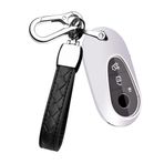 HIBEYO Smartkey araba anahtar kılıfı, Benz anahtar kılıfı, silikon koruma, Mercedes C sınıfı S-Sınıfı W223 S350 S400 S500L C200 C260 için anahtar gövdesi, anahtarlık, 3 tuşlu gümüş