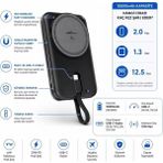 HiboTekno 10000MAH Kablosuz Powerbank 20W Pd Hızlı Şarj – Dahili Usb-C Kablolu, Manyetik Wireless Şarj, Taşınabilir Mini Şarj Aleti - Siyah
