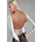 Hiccup BUSEM Sırt Detaylı Puantiyeli Slim Fit Crop Bluz