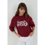 Hiccup Kadınlar Baskılı Yuvarlak Yaka Uzun Kollu Sweatshirt Tuğla Kırmızısı