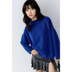 Hiccup Kadınlar MY FASHION Bisiklet Yakalı Oversize Triko Kazak Kobalt Mavisi - Standart