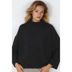 Hiccup Kadınlar MY FASHION Bisiklet Yakalı Oversize Triko Kazak Siyah - Standart