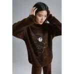 Hiccup Kadınlar MY FASHION Oversize Ayıcıklı Peluş Kazak Kahve Kahvesi - Standart