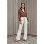 Hiccup Kadınlar MY FASHION Yüksek Bel Geniş Paçalı Cepli Kot Pantolon Krem Doğal - 38