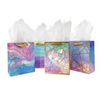 HiCivan 4'lü Paket - 17,78 cm X 10,16 cm x 22,8 cm Orta Boy Hediye Çantaları - Alışveriş, Partiler, Düğün, Bebek Partisi ve Doğum Günü Hediyesi Vermek için İdeal - ABD Küçük İşletme Markasından