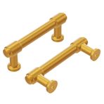 Hickory Hardware 10'lu Paket Mutfak Dolabı Kolları, Kapılar ve Şifonyer Çekmeceleri için Çekmece Çekme, Banyo Donanımı, 3 İnç Delik Merkezi, Fırçalanmış Altın Pirinç, Piper Koleksiyonu