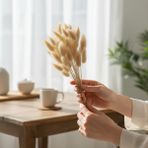 Hidden Botanics Kuru Çiçek Pamuk Otu Tavşan Kuyruğu Natural - 60-65 Dal Doğal Lagurus Demeti - Natürel - Sarı