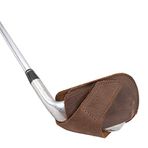 Hide & Drink, Golf Sopası Başlığı, Tamamen Tanecikli Deriden El Yapımı - Dayanıklı Demir Baş Koruyucu, Kompakt Aksesuar, Cadde, Dış Mekan Kullanımı İçin Uygun - Bourbon Kahverengi