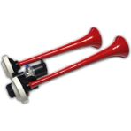 HİDO 24V Havalı Korna Kırmızı 2 Borulu Düz