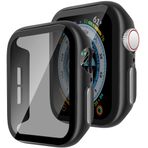 HIDOOING Apple Watch Serisi 9/8/7 için 2'li Paket Gizlilik Ekran Koruyucu Kılıf 45 mm, iWatch Koruyucu PC Yüz Kapağı Dahili Gözetleme Önleyici 9H Temperli Cam Koruyucu, iWatch Aksesuarları için, Siyah
