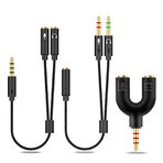 HIEbee 2'si 1 arada 3,5 mm kulaklık ayırıcı adaptör (mikrofon + ses) kadın erkek ve erkek kadın stereo jak Y kablosu PS4, PS5, Nintendo Switch, telefon, dizüstü bilgisayar için uyumlu (3'ü 1 arada
