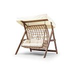 HİER Girne Swing Ahşap Rattan Salıncak Dış Mekan Bahçe Balkon Ve Teras Salıncağı Krem