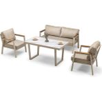 Hier Noven Premium 3+1+1+Masa Bahçe Balkon Mobilyası Midi Set Alüminyum Iskeletli Su Itici Kumaşlı Bahçe Takımı Bahçe Mobilyası Balkon Mobilyası