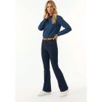 Hies İspanyol Paça Likralı Esnek Kumaş Denim Jean Pantolon Koyu Lacivert Renk - 31