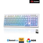 Hietech Freewolf K100 102 Tuş Rgb Mebran Kablosuz Bt+2.4ghz Triple Mod Gaming Oyuncu Klavyesi - Mavi