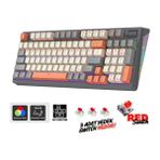 Hietech Kablolu Oyuncu Klavyesi K85 Tam Mekanik Red Switch Reinbow Tasarım Işıklandırmalı Kontrolcü 96 Tuş - Çok Renkli
