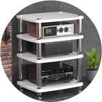 HiFi Raf AV Rafı 4 Katlı Mdf TV Standı Ses Rafı Dolap AV Rafı TV Masası Standı HiFi Raf Ayaklar Uç Güçlendirici Raf Ses Video Bileşenleri, Beyaz, 60 x 48 x 76 cm (4 katlı)