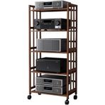HiFi Ses Dolabı, 3/4/5 Katmanlı Bambu AV Raf, Yüksek Fideli, Raf, Silindirli Ses Dolabı, HiFi Ses Bileşenleri ve Video Ekipmanları, Kahverengi, 60 x 38 x 158 cm (5 Katman)