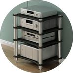 Hifi Ses Dolabı Ekran Televizyon / Hi-Fi / AV Raf Mdf Standı Çok Amaçlı Ev Dolabı Eğlence Medya Birimi, Siyah, 60 x 48 x 85 cm (4 katlı)